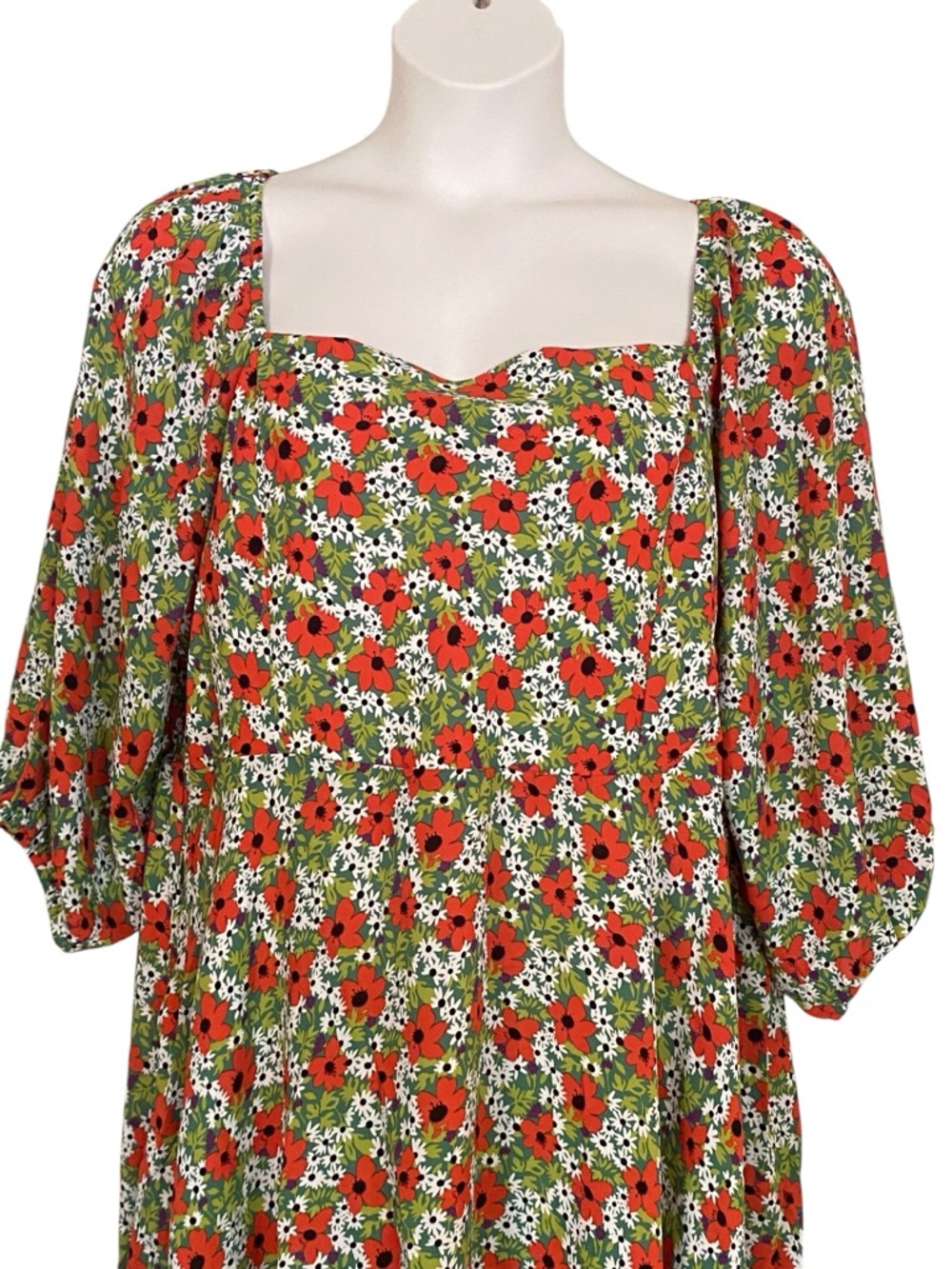 Davi and Dani Green Red Floral Smocked Mini Dress Womens Plus Size 3XL NWT - Picture 3 of 11